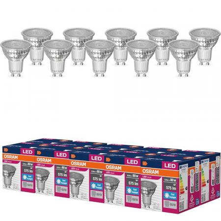10 x Leistungsstarker OSRAM GU10 LED Strahler PAR16 36° Abstrahlwinkel 6,9W wie 80W kaltweißes Licht 6500K