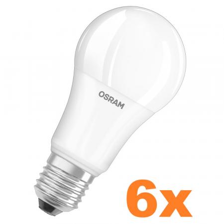 6 x Helle OSRAM LED E27 Glühbirnen matt 13W wie 100W warmweißes Licht - klassischer Schraubsockel