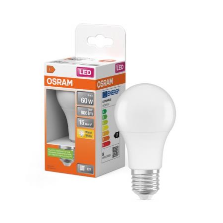 OSRAM E27 STAR Classic LED Glühlampe Birnenform opalweiß mattiert wie 60W 2700K warmweißes blendfreies Licht