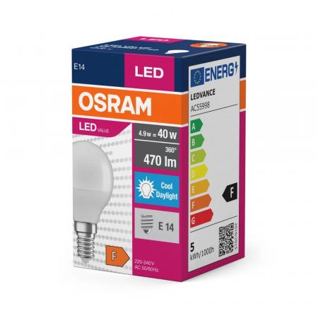 OSRAM E14 LED Tropfenlampe Value Classic P 5.5W tageslichtweiss