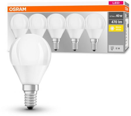 Nur noch angezeigter Bestand verfügbar:  5er-PACK OSRAM LED E14 Leuchtmittel MATT 4,9W=40W warmweißes Licht