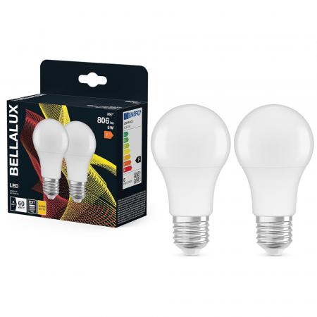 2er Pack BELLALUX E27 LED Glühlampe mattiert 8,5W wie 60W warmweißes Licht