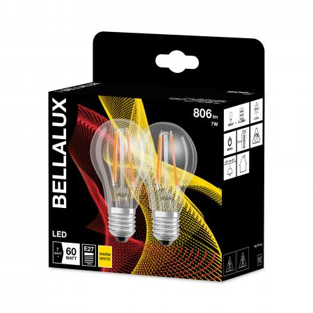 2er Pack BELLALUX E27 LED Glühlampe Filament 6,5W wie 60W warmweißes Licht