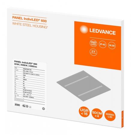 LEDVANCE LED PANEL IndiviLED® 600mm 33 W 4000 K universalweiße Bürobeleuchtung - UGR 16 - Starke Entblendung