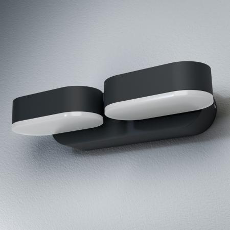 OSRAM 2-Strahlige LED Outdoor Wandleuchte Endura Style Mini Spot II 13W Anthrazit IP44 - mit 340° drehbarem Kopf, ideal für Eingangsbeleuchtung