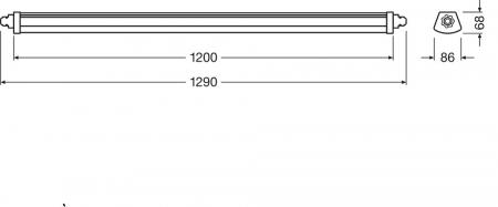 120cm LEDVANCE DampProof LED Compact 1200 23W 4000K 2800lm IP66  LED Feuchtraumleuchte -  Durchgangsverdrahtung