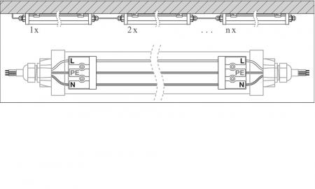 120cm LEDVANCE DampProof LED Compact 1200 23W 4000K 2800lm IP66  LED Feuchtraumleuchte -  Durchgangsverdrahtung