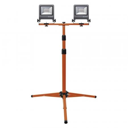 OSRAM LED WORKLIGHT 2x30W 840 4000K universalweiß IP65 Doppel Fluter mit Stativ grau/orange