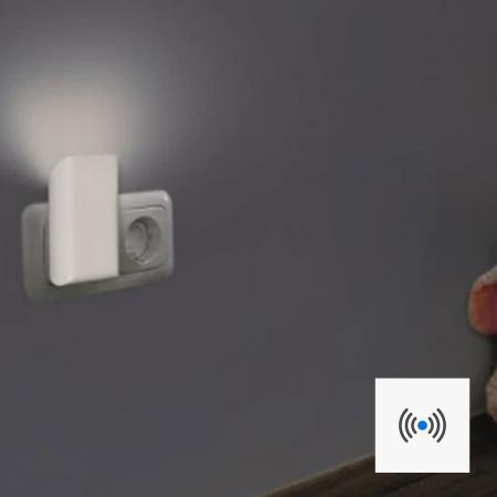 OSRAM  Nachtlicht LUNETTA Glow Weiß Steckdosenleuchte mit Sensor - indirektes Licht, 3000K, für Kinderzimmer und Wohnbereiche