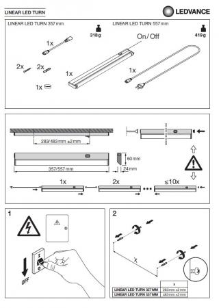 36cm LEDVANCE Schwenkbare LED Küchenunterschrank Lichtleiste Linear Turn warmweißes Licht