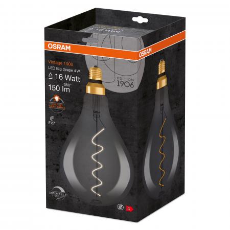 OSRAM LED VINTAGE E27 Glühbirne dimmbar Rauchfarben 4W wie 15W extra warmweiß