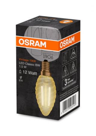 Osram E14 VINTAGE Filament LED Lampe in Kerzenform 1,5W wie 12W extra warmweiß