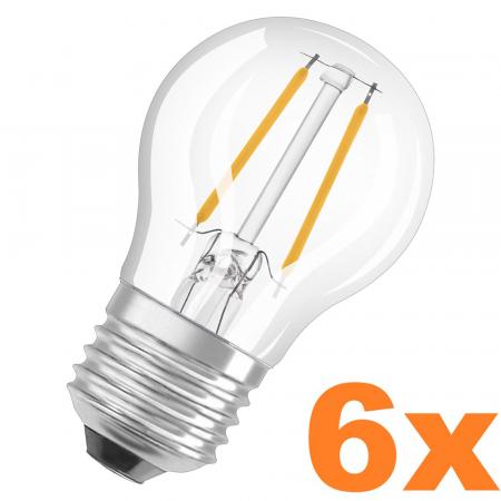 6er Sparpack OSRAM E27 LED STAR FILAMENT Lampe klar 2,5W wie 25W neutralweißes Licht