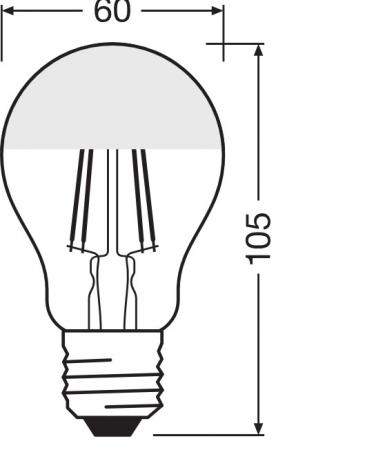 OSRAM LED Star Classic A 34 Filament Mirror Silver 4 W 35 W Ersatz 400 lm 2700 K Warmweiß E27 230 V 300° nicht dimmbar