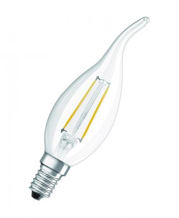 6er Sparset OSRAM LED E14 Kerze Winstoßform FILAMENT klar 2,5W wie 25W warmweißes Licht für Kronleuchter & dekorative Leuchten