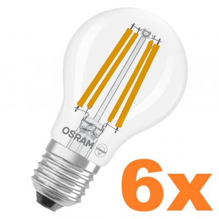 6er Sparset OSRAM E27 LED Lampe Value Classic klares Filament 11W wie 100W 2700K warmweißes Licht