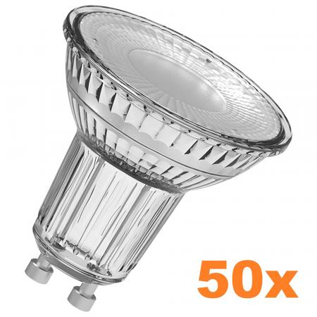 10 x 5er-PACK OSRAM LED BASE PAR16 GU10 LED Strahler 4.3W wie 32W 120° warmweiß breit strahlend - XXXL-Sparpack