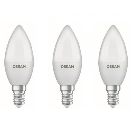 3er Sparpack OSRAM E14 LED Lampe VALUE CLASSIC B 60 matt in Kerzenform 7,5W wie 60W neutralweißes Licht