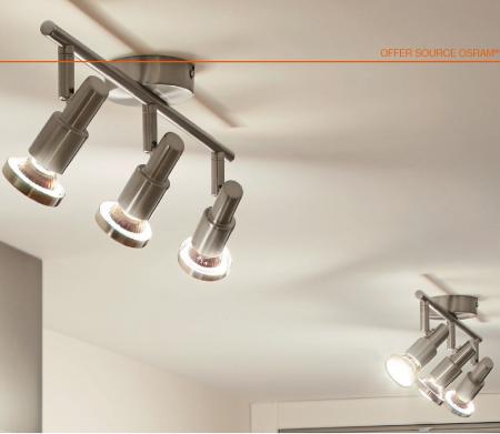OSRAM 3-flammiger scgwenkbarer Decken Strahler aus Aluminium mit 3 warmweißen LED-Lampen