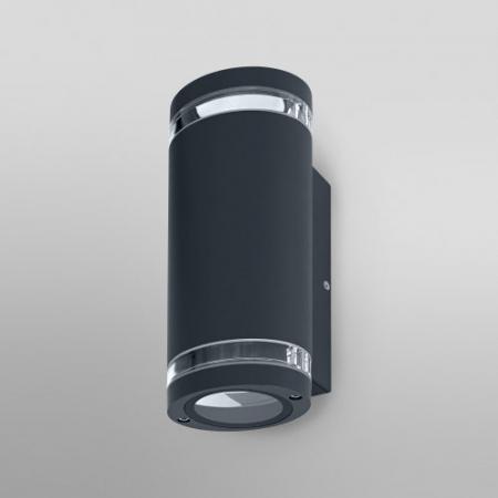 OSRAM Zweiseitg leuchtende BEAM Terrasssen Wandlampe dunkelgrau mit Dekoringen