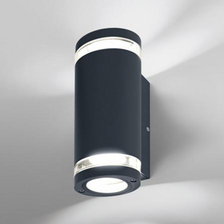 OSRAM Zweiseitg leuchtende BEAM Terrasssen Wandlampe dunkelgrau mit Dekoringen