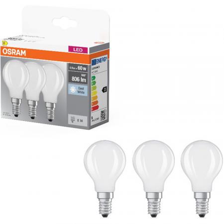 3er Pack OSRAM E14 LED Base Classic P 60 matt 5,9W wie 60W neutralweißes Licht