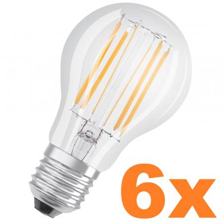 6er Aktionspack OSRAM E27 LED SUPERSTAR PLUS Leuchtmittel HD LIGHTING klar dimmbar 7,5W wie 75W universalweißes Licht 4000K 90 Ra