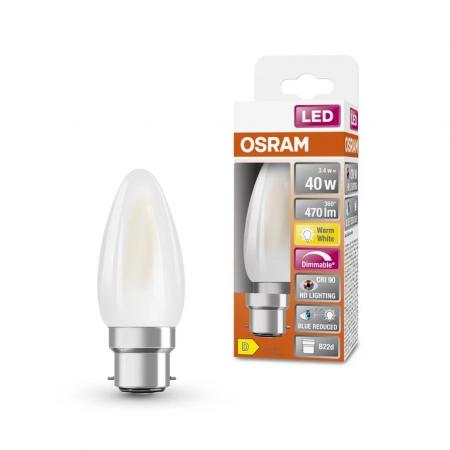OSRAM B22D LED Kerzenlampe SUPERSTAR PLUS HD LIGHTING matt dimmbar 3,4W wie 40W warmweißes Licht & hohe Farbwiedergabe