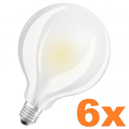 6er Sparpack OSRAM Globe 95 E27 LED Glühbirne matt 11W wie 100W universalweißes Licht
