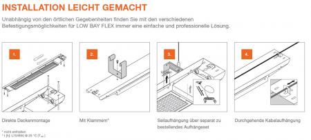 150cm Ledvance LED Hallenleuchte Low Bay LB FLEX 1500  DALI P 105W 840 VW 4000K Neutralweißes Licht 16800 Lumen 120° IP23 EVG