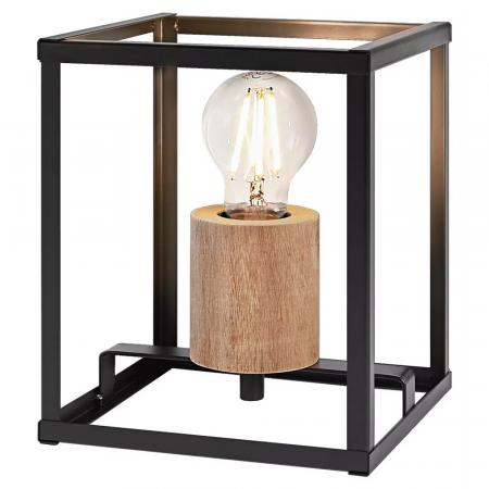 OSRAM Tischleuchte NAIROBI 1-flammig aus Stahl & Holz in Schwarz