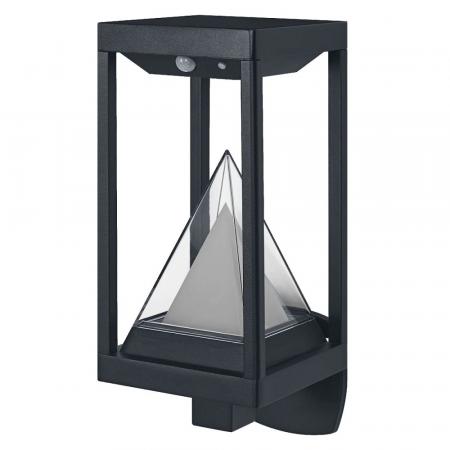 OSRAM Smart+ Bluetooth Solar LED Wandleuchte Alps in Laternenform mit Pyramidenlichtkegel & Multicolor & Sensor