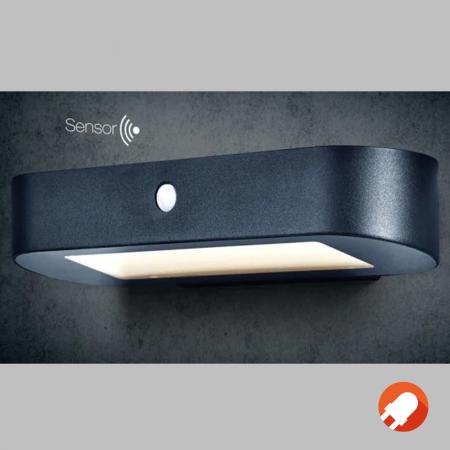 Osram Wandleuchte Endura Style Oval Wall Solar & Sensor in Schwarz aus Aluminium - integrierter Sensor, ohne Strom nutzbar, lange Batterielaufzeit: 30 Mal 60 Sekunden im PIR Modus, Schutzklasse IP44