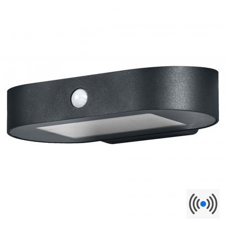 Osram Wandleuchte Endura Style Oval S Wall Solar & Sensor in Schwarz - warmweißes Licht, integrierter Sensor, ohne Strom nutzbar, lange Laufzeit: 30 Mal 60 Sekunden im PIR Modus