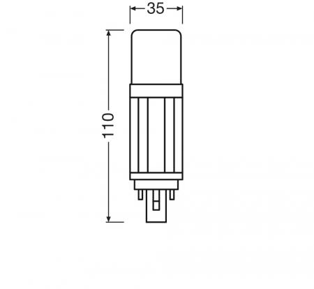 Ledvance DULUX D13 LED Kompaktlampe 2Pin G24d  5,5W wie 13W 3000K warmweißes Licht EM & AC für KVG/VVG
