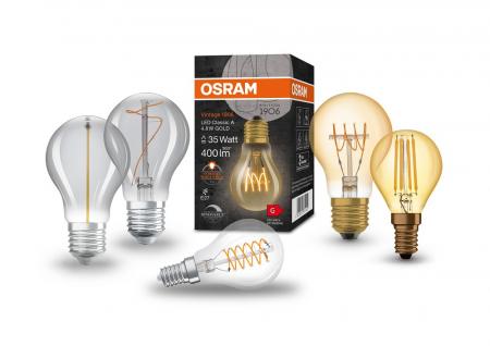 OSRAM E14 VINTAGE Spiral LED Filament Lampe 4,9W wie 40W extra warmweißes gemütliches Licht 2200K 90Ra