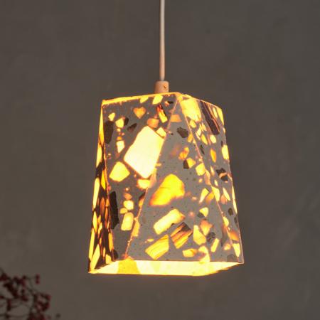 Pendelleuchte Decor Gleam aus Terrazzo Stein mit E27 Fassung Beige
