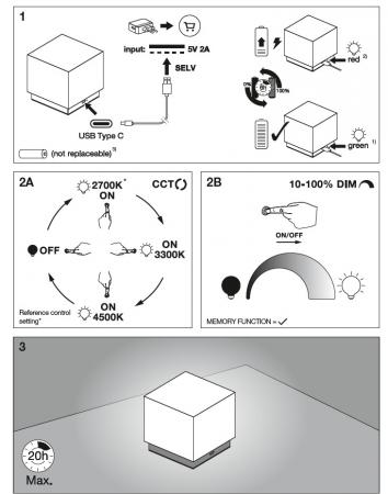 Osram Akku Tischleuchte Decor Gleam aus Terrazzo Stein dimmbar und mit veränerbarer Farbtemperatur (CCT) Beige