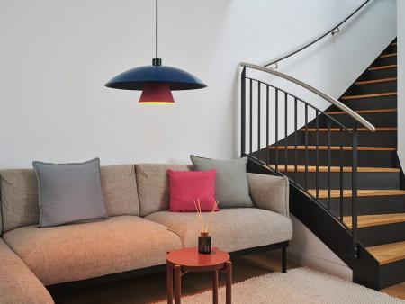 OSRAM Pendelleuchte Decor Flying Mushroom in Blau/ Rosa Ø 50 cm aus Stahl mit E27 Fassung - dekorative Hängelampe