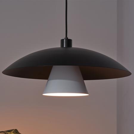 OSRAM Pendelleuchte Decor Flying Mushroom in Schwarz/Weiß Ø 50 cm aus Stahl mit E27 Fassung - dekorative Hängelampe