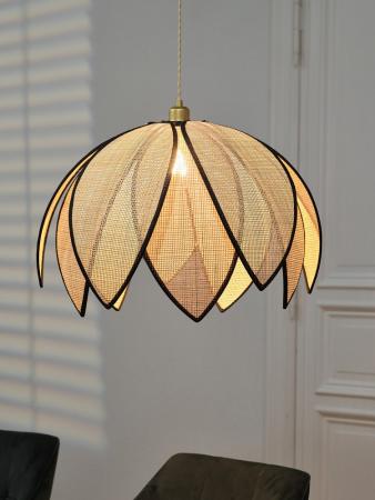 OSRAM Imposante Pendelleuchte Decor Rattan Lotus aus Rattan|Stahl mit E27 Fassung beige - Ø 67 cm