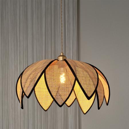 OSRAM Imposante Pendelleuchte Decor Rattan Lotus aus Rattan|Stahl mit E27 Fassung beige - Ø 48 cm