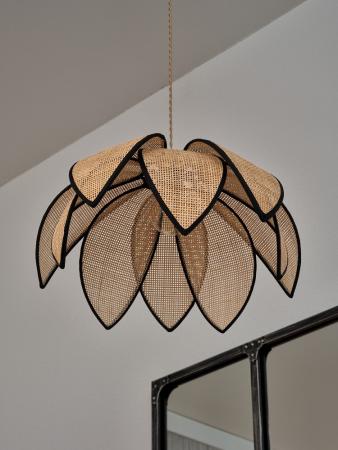 OSRAM Imposante Pendelleuchte Decor Rattan Lotus aus Rattan|Stahl mit E27 Fassung beige - Ø 48 cm