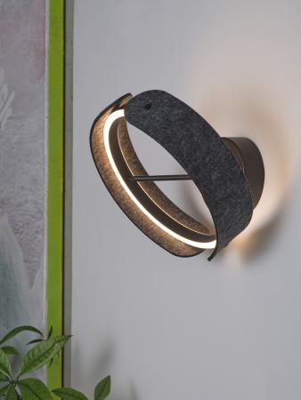 Osram Wandleuchte Decor Curve Felt in Dunkelgrau mit warmweißem Licht - Auffällige Leuchte aus Filz mit neigbarem Schirm
