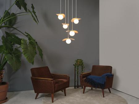 Osram 5-flammige Pendelleuchte Decor Pearl in Beige mit G9 Fassungen - Auffällige Leuchte aus Filz / Stahl / Glaskugel