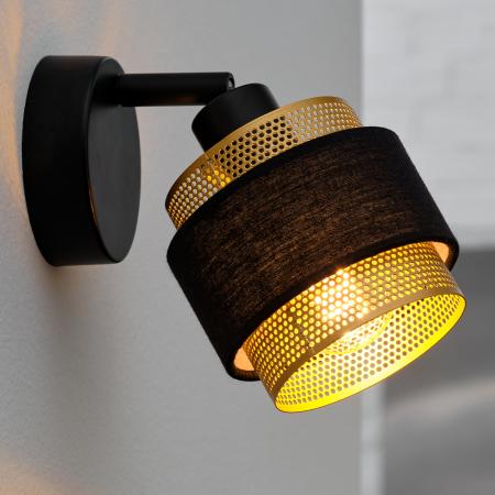 Osram 1-er Decor Hornet schwenkbarer Decken-/Wandspot in Schwarz / Gold mit E14 Leuchtmittel für warmweißes Licht