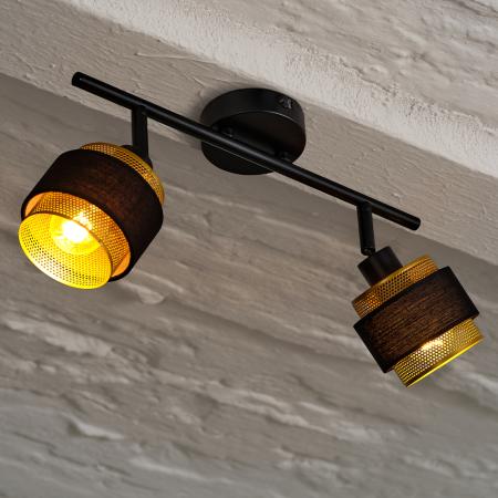 Osram 2-er Decor Hornet schwenkbarer Decken-/Wandspot in Schwarz / Gold mit E14 Leuchtmittel für warmweißes Licht