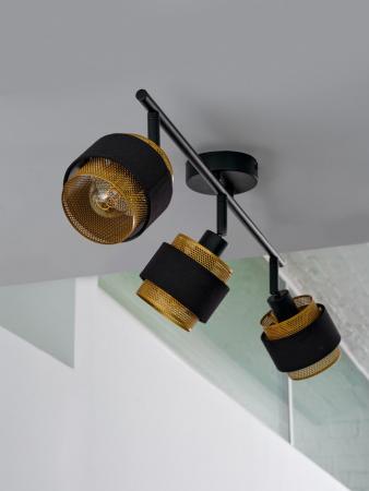 Osram 3-er Decor Hornet Decken-/Wandspot in Schwarz / Gold mit E14 Leuchtmittel für warmweißes Licht - schwenkbar durch Kugelgelenk