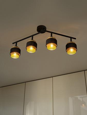 Osram 4-er Decor Hornet Deckenstrahler in Schwarz / Gold mit E14 Leuchtmittel für warmweißes Licht - 2 Arme und einzelne Köpfe schwenkbar