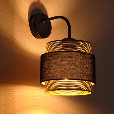 Osram Wandleuchte Decor Hornet in Schwarz / Gold mit E27 Fassung - gelungene Symbiose aus Stahl und Polyester-Baumwolle